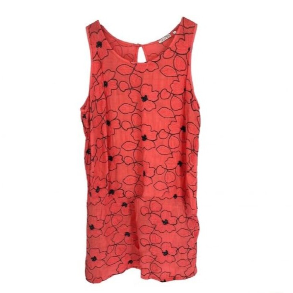 Vasna Italian Linen Coral Sleeveless Tunic Dress Size 2X Top Artsy Cottagecore